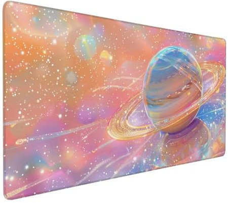 Tapis Souris Rose 1200 x 600 x 3 mm Galaxie Tapis Souris Gaming Grand sous Main Bureau, Base Antidérapante en Caoutchouc avec Coutures sur Les Bords Desk Mat pour Ordinateur Maison Deco Bureau X-629