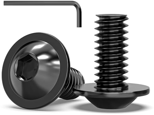 10 Pcs M8 x 16mm Flanged Button Head Screws Socket Bolts | Stainless Steel 304, Allen Socket Drive, Black Finish with Hex Spanner