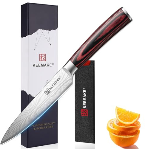 KEEMAKE Allzweckmesser 12,7 cm, Kleines Scharfes Küchenmesser aus Hochkohlenstoff-Edelstahl, für Obst, Gemüse & Fleisch, Ergonomischer Griff, Rostfrei Präzisionsschneiden, Vatertagsgeschenk für Papa