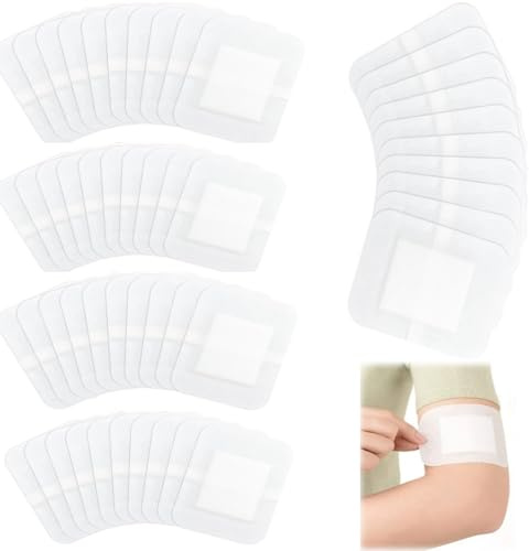 50pcs Pansements Adhésifs Stériles, 6x7cm Pansement Stérile Auto-Adhésif avec Tampon Absorbant, S'enlève Sans Douleur, pour Coupures et écorchures
