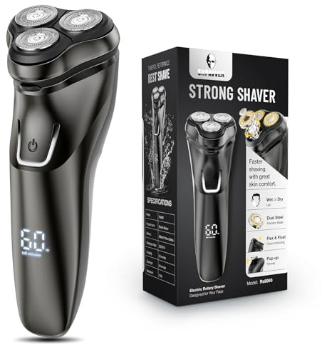 Maquinilla de afeitar eléctrica para hombre inalámbrica: afeitadora rotativa húmeda/seca resistente al agua, carga rápida USB y cuidado de la piel sensible, recortadora desplegable y cuchillas de