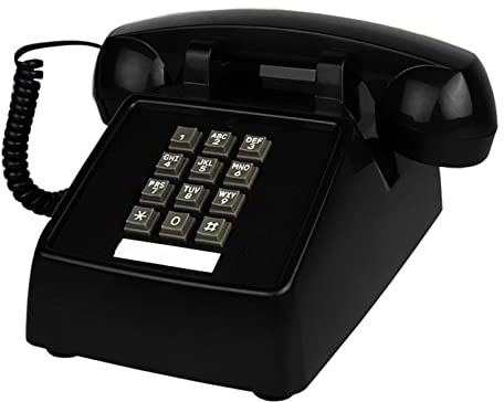 SRFTT Téléphone Filaire rétro, téléphone Fixe Vintage, téléphone Classique à Boutons, Noir