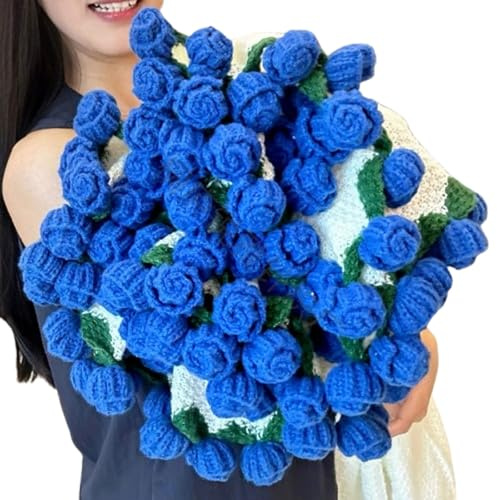 LuminescentDream Crochet Blanket Handmade Rose Blanket Crochet Flower Bouquet,Soft And Lightweight Knitted Flowers Bouquet Throw Blankets For Girlfriend,Mother,Sister