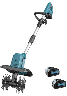 ZHJOPP Kabellose elektrische Gartenhacke, Gartenfräse mit eingebauter Geräuschreduzierung, elektrische Motorhacke, geeignet für Rasenflächen, Obstgärten und Gemüsebeete