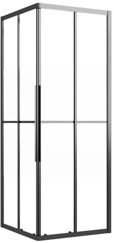Tidyard Shower Cabin Half Frosted ESG 80x80x180cm Black Shower Room Model151853