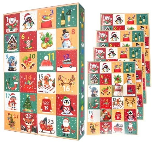 Lot de 5 Calendrier de l'Avent DIY à Remplir Soi-même, Boîtes Vides Du Calendrier De L’Avent, Reutilisable, pour Bons D'Achat, Bonbons et Autres Surprises