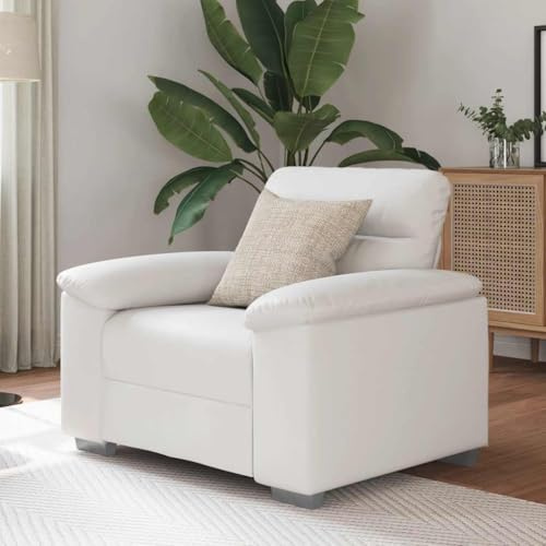 HETFTJN Sessel Weiß 100x81x84 cm Kunstleder Schlafsessel mit dickem Schaumstoff Modernes Design für Living Room Büro Gästezimmer