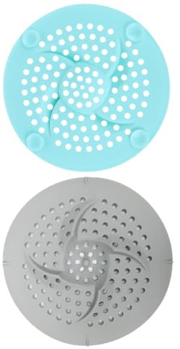 Toddmomy Lot de 2 Filtres Cuisine en Silicone Gris et Vert Pastel Bouchons D’Évier Anti-Obstruction pour Bonde de Sol Accessoires pour Évier Protection Cheveux et Résidus Alimentaires