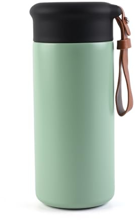 MHwan Termo Cafe, 300 ml Travel Mug, Bolso Portátil Vaso Termico Cafe, Hermético, Mantiene Bebidas Calientes o Frías, Apertura de 360°, Libre de BPA (Verde Moderno)