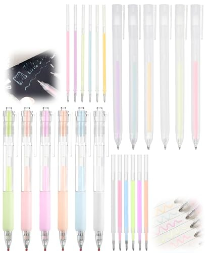 Bettinay Glitter Glue Pens, 12 Pcs Quick Dry Dot Glue Pen with 12 Pcs Pen Refill for School, Office Crafting