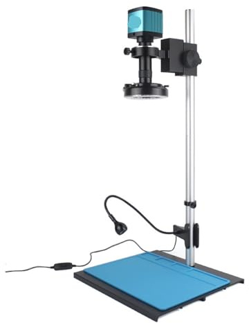 Caméra de Microscope vidéo USB 48MP 4K 1080P HDM/I, Zoom 10-130X, Objectif à Monture C, Distance Travail Ultra-élevée for la réparation et Soudure téléphones(Orange)