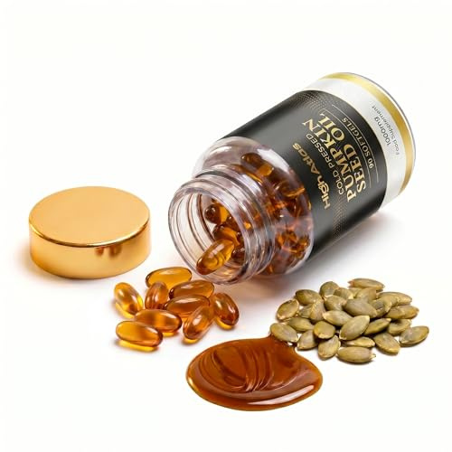 Pumpkin Seed Oil Soft Capsules - 90 Count (3000mg Per Serving) High Potency, Cold Pressed Extra Virgin Pumpkin Seed Oil (Non-GMO) by HighAtlas