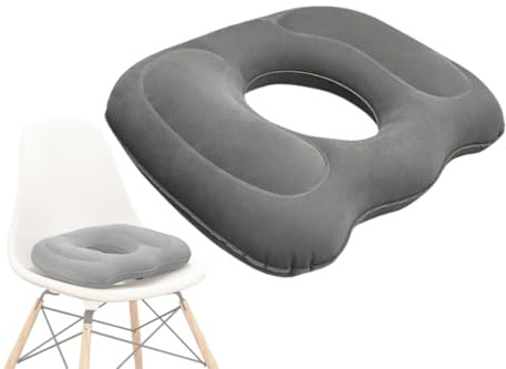 Anlising Almohada Inflable De Dona, 1 Pieza Cojín Ortopédico Inflable, Cojín De Asiento De Hemorroides, Cojín De Asiento Multifuncional, Adecuado para El Hogar, La Oficina, El Automóvil (Gris)