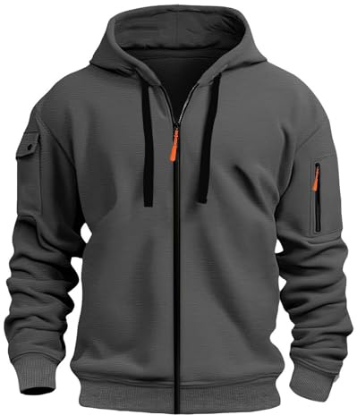 Hoodie Herren Reißverschluss Sweatjacke Übergangsjacke Zip Pullover Kapuzenpullover Leicht Sweatshirt Hoody Zipper Hoodies Jacket Trainingsjacke Jacke Winterjacke Oversized Sportjacke Strickjacke