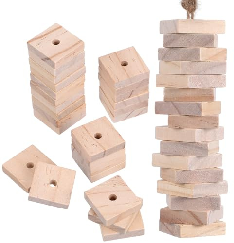 Zerodeko 100pcs Parrot Chewing Blocks Wood Chips Bird Parts Natural Wood Material Safe for Birds DIY Crafts and Cage Accessories
