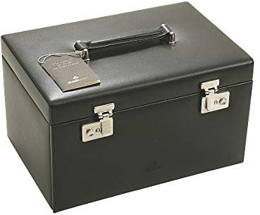 Windrose Ambiance Schmuckkoffer/Uhrenkoffer 3 Etagen aus Leder schwarz
