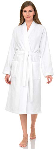 TowelSelections Womens Robe 100% Cotton Terry Cloth Shower Robes for Women Soft Kimono Towel Bathrobe for Women Medium-Large White