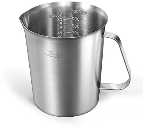 Measuring Cup, [Upgraded, 3 Measurement Scales, Including Cup Scale, ML Scale, Ounce Scale], Newness Stainless Steel Measuring Cup with Marking with Handle, 32 Ounces (1.0 Liter, 4 Cup)