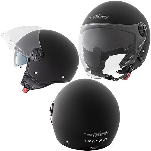 Jet Casco Moto Scooter ECE 22 Doble Visor Parasol Interior Negro Mate S