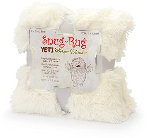 Snug Rug Yeti Couverture de Luxe à Poils Longs 200 x 220 cm, Polyester et Coton, crème, 220 x 10 x 200 cm