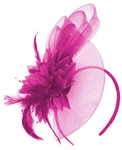 Caprilite Fascinator mit Netz, Hut und Federn, fuchsia, Einheitsgröße