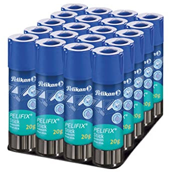 Pelikan Pelifix, Colla Stick 20G, Colla Trasparente, Senza Solventi, Lavabile, Sicura per i Bambini, per la Scuola, Lavoretti, Carta Cartoncino e Fotografie, Confezione da 20 Pezzi