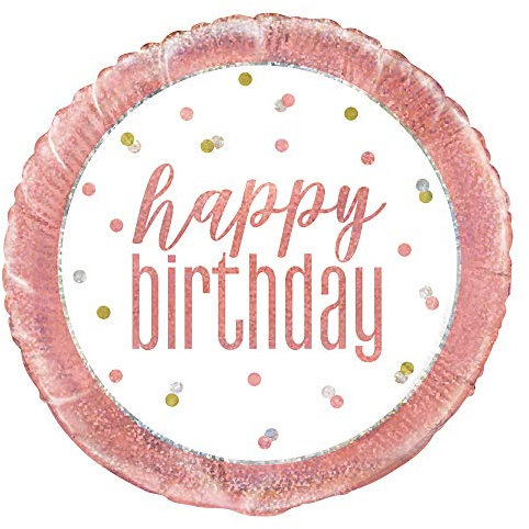 Stunning Glitz Rose Gold Happy Birthday Foil Balloon (45cm) - Perfect for Memorable Parties, Birthday Decor & Celebration - 1 Pc