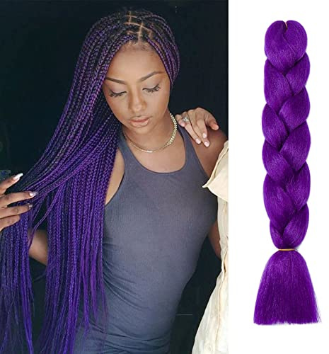 24 Extensions Pour Tresse Jumbo Braid Extension Cheveux au Crochet Tressage synthétique Africaine Lot de 1 (Violet Foncé)