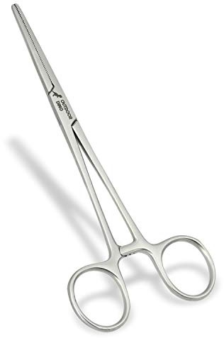 OUTDOORDINO Arterienklemme aus 100% Edelstahl - Peanklemme rostfrei und antibakteriell steril - Angelzange in 16 cm und 26 cm - Hakenlöser Angeln Zubehör (Kurz - 16cm)