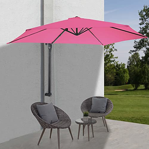 Mendler Wandschirm Casoria, Ampelschirm Balkonschirm Sonnenschirm, 3m neigbar, Polyester Alu/Stahl 9kg - pink-rosarot