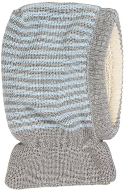 Bio Baby und Kinder Schalmütze 100% Bio-Baumwolle (kbA) und Schurwolle, Grau bleu, 50/52