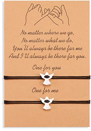 VGWON Schutzengel Freundschaftsarmband, Pärchen Armband, Damen Schwester Abschlusspaar Beste Freundin Geburtstagsgeschenk, 2 Handgefertigte Passende Armbänder