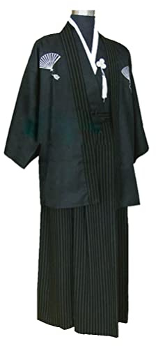 GALPADA 1 Set Japanese Samurai Suit Japanese Traditional Samurai Men Kimono Warrior Robe Outfit Warrior Cosplay Costume Performance Props for Men (Black L)