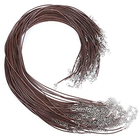 VEGCOO Wax - Set di 40 cordoncini per collana in pelle artificiale, con moschettoni in corda intrecciata, fai da te, accessori per collana unisex (Burn)