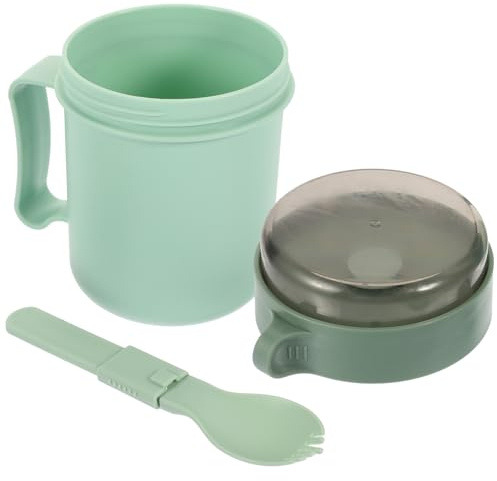 Angoily Microwave Soup Mug with Handles, 34oz Soup Bowl with Lid and Spoon, Portable Microwave Breakfast Mug for Soups, Noodles, Cereal and More