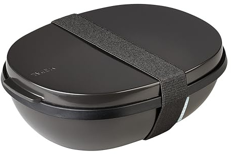 Mepal - Fiambrera Ellipse Duo - Lonchera & Adultos y Ensaladera & Llevar - Práctica Lunch Box & Almuerzo Saludable - Ideal & Sándwiches, Ensaladas y Sobras - 825 ml + 600 ml - Nordic black