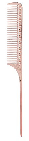 Pettine Professionale per Capelli a Coda di Topo, Pettine per Acconciature da Parrucchiere con Manico in Metallo in Alluminio, Pettine Portatile Multiuso per Prendere in Giro la Coda per(Oro rosa)
