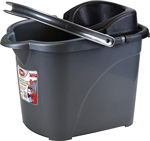 Luxury Mop Bucket 15L with Wheels Floor Cleaning (Silver)
