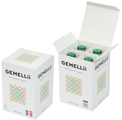 GEMELLii Bergamot Tonic Water, 4x 200ml Flaschen, natürliche Inhaltsstoffe, mit Agavendicksaft gesüßt, Made in Italy