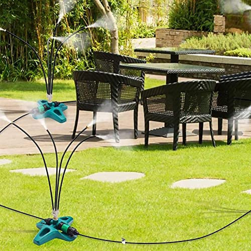 Stehende Sprühnebel Kühlung, Nebel Kühlsystem Mit 8 M Verlängerung Rohrleitung Und 4 Messing,Vertikale Sprühkühler,Wassernebel Sprühkühlung Kühlsystem Für Garten Gewächshaus Trampolin Sonnenschirm ( C