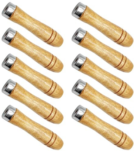 TAXIFANW Feilenheft，10 Stück Holzfeile griff Griff feilengriffe Holz holzfeilengriff mit Starken metallkragen，Für Feilen Raspeln oder Holzmeißel