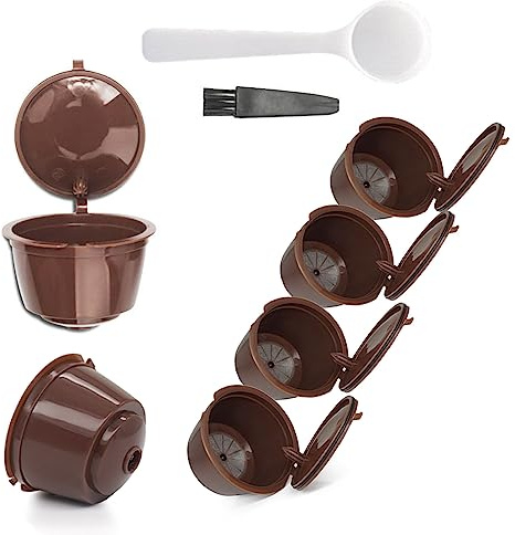 6pcs Pods Refillable,Reusable Coffee Capsule Filters for Dolce Gusto Refillable Coffee Pod Coffee Accessories with Spoon and Brush