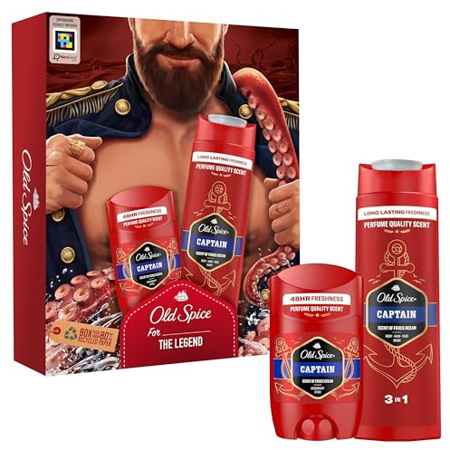 Old Spice Dark Captain Geschenkset für Männer mit Captain Deo Stick 50ml und Duschgel 250ml