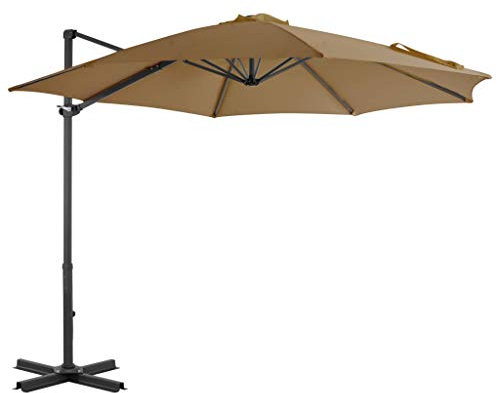 GuyAna Sombrilla voladiza con poste de aluminio gris topo 300 cm sombrilla playa grande sombrillas para jardin pie de sombrilla parasoles de jardin o terraza