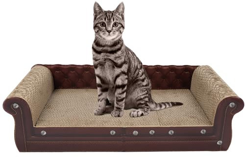 COOZMENT Katzenkratzsofa, Couch-Form, dicker Katzenkratzkarton, Katzen-Lounge-Bett für den Innenbereich, Katzensofa mit Kratzunterlage (70,1 cm L x 31 cm B x 18,8 cm H)
