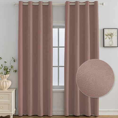 Ystyle Verdunklungsvorhänge 2er Set, Thermovorhang Gegen mit Ösen, 140x300 cm, Modern Gardinen Abdunkelnde Vorhänge Wohnzimmer Schlafzimmer, Schallschutz Vorhang, Rosa Selvatica