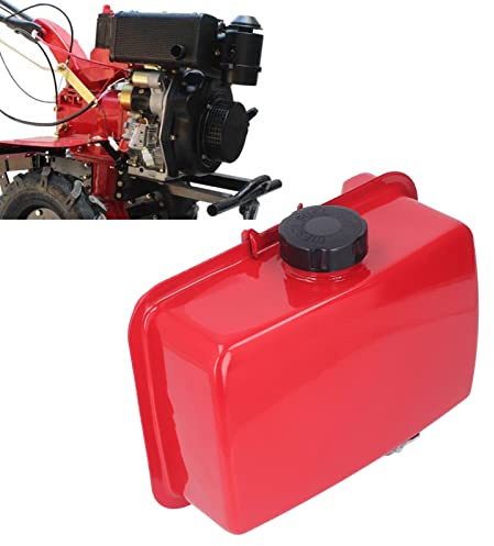 Tissting Réservoir Carburant 5.5L Fer Rouge Tuyau Huile 280x170x130mm/11x6.7x5.1in - Conteneur Essence pour Tondeuses Gazon Machines Agricoles Générateurs Micromotoculteurs