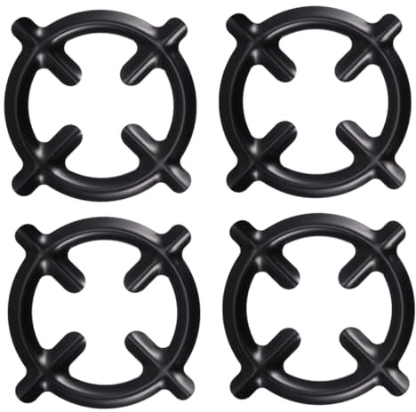 Mobestech Supports pour Casseroles en Fer Noir 4 Pcs Surface Lisse Bavures pour Cuisinière à Gaz Usage Domestique