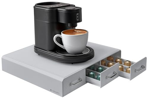 Navaris Porta Cialde Caffe - Porta Capsule con 3 Cassetti Compatibile con Capsule Standard - Cassetto Porta Cialde Moderno ed Elegante - Portacialde da caffè o tè - Grigio