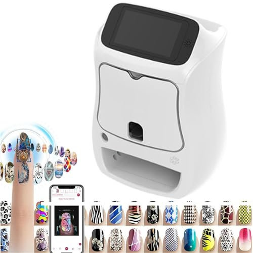 GTANND Intelligente 3D-Nagellackiermaschine, tragbare DIY-Nagelkunst-Farbdruckmaschine, unterstützt WLAN/DIY, Auflösung: 1200 DPI, für die Heimnägel von Mädchen